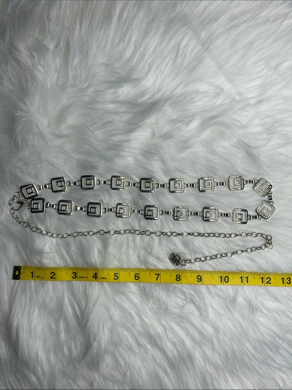 Silver Tone Geometric Link Belt
